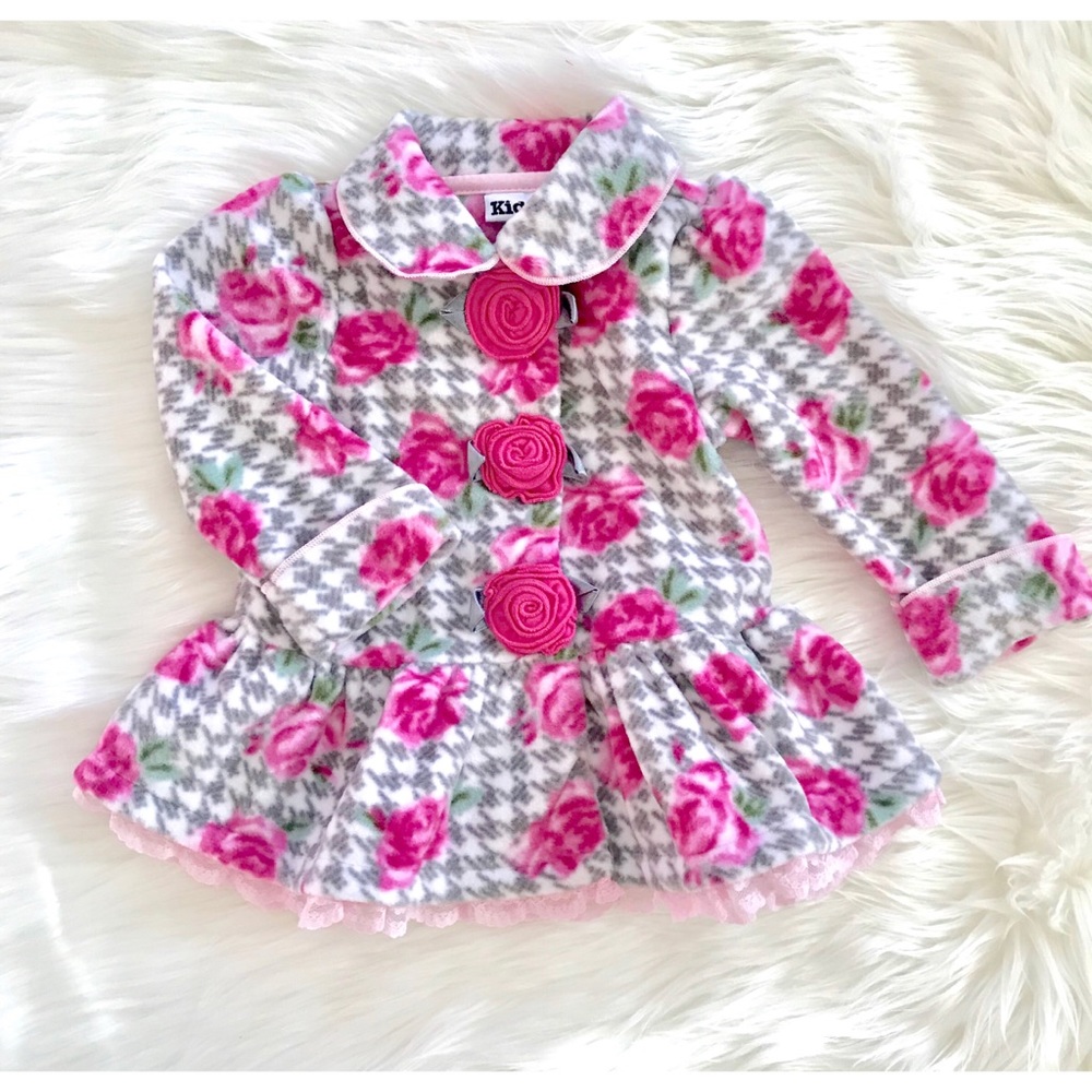 GIRLS LUXURY ROSE COAT - Picture 6 of 7